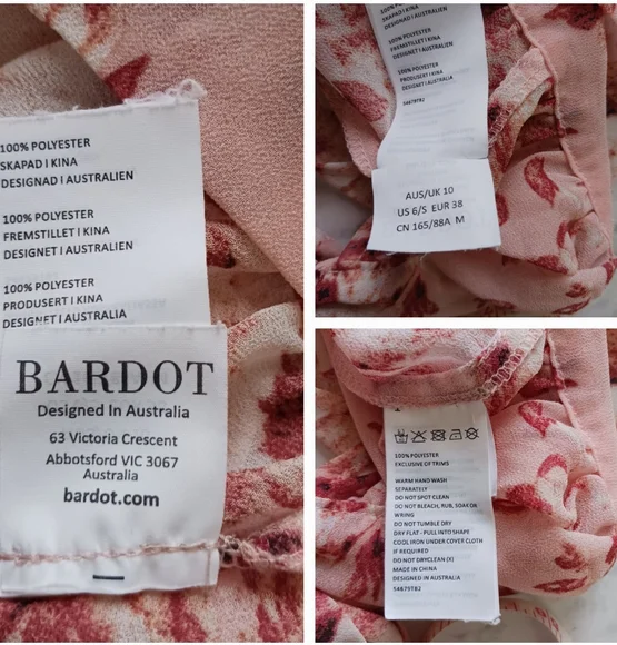 Bardot Remi Blouse x Revolve Floral Peach smocked yoke and cuffs size small - Picture 8 of 8